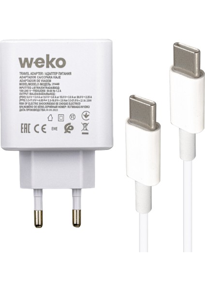 WK-21440 S11-C 25 Watt Şarj Başlık Adaptörü + Type-C To Type-C Kablo (No:9t)