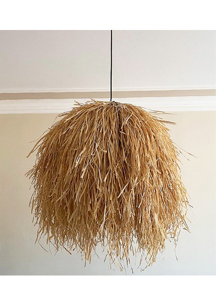 Bambu Rattan Hasır Rafya Jüt Ip Sarkıt Avize 60X55 cm