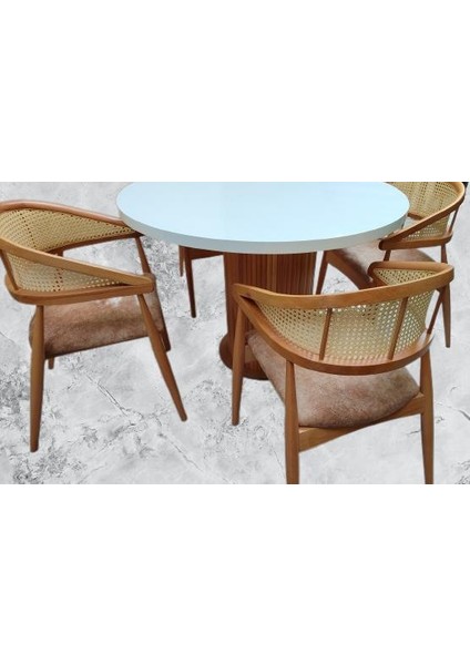 Masa Anıt ST 100cm Modern Hasır Sandalye Takım Model MDF Tabla Beyaz Renk El yapı fiyatları