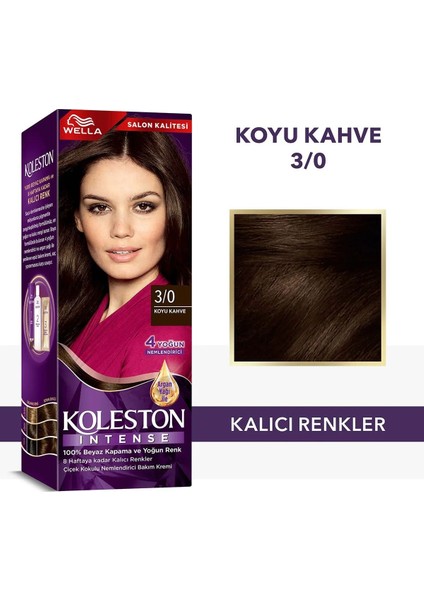 Koleston Intense Saç Boyası 3/0 Koyu Kahve - Salon Kalitesi