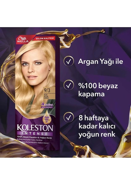 Çankaya Giyim Koleston Intense Saç Boyası 9/3 Açık Altın Sarısı - Salon Kalitesi