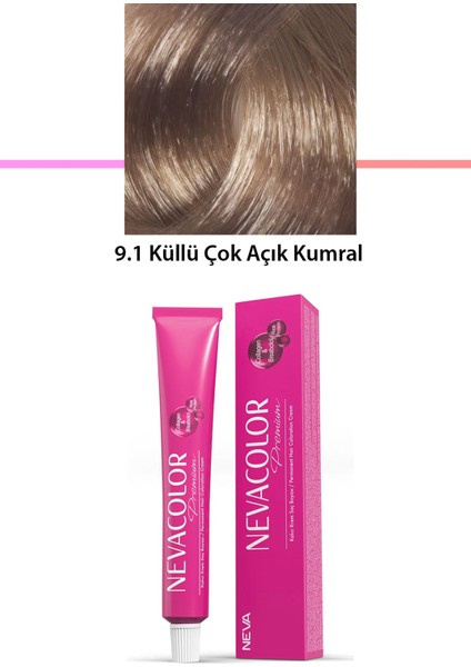 Premium 9.1 Küllü Çok Açık Kumral - Kalıcı Krem Saç Boyası 50 G Tüp