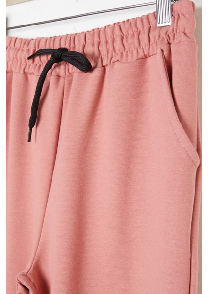 Pembe Bel ve Paça Lastikli Basic Kız Çocuk Eşofman Altı 16245