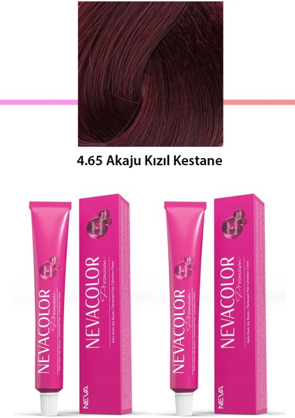 2 Li Set Premium 4.65 Akaju Kızıl Kestane - Kalıcı Krem Saç Boyası 2 x 50 G Tüp fiyatları