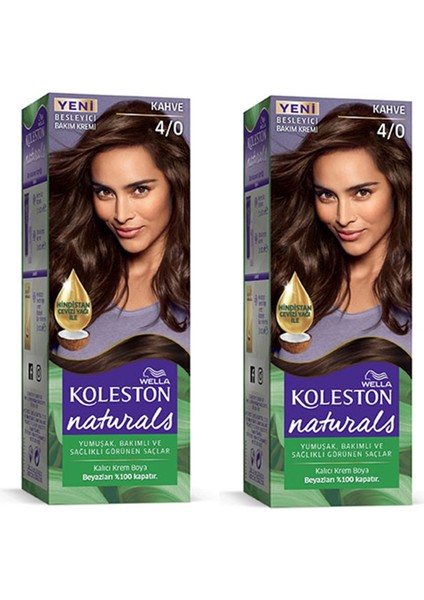 Naturals Saç Boyası Kahve 4/0 2x Paket