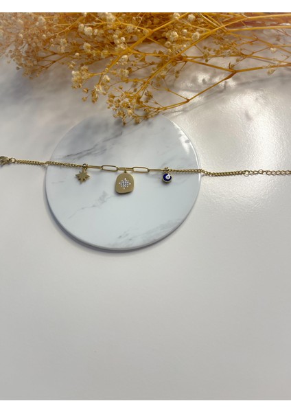 Çelik Kuzey Yıldızı Bileklik Gold