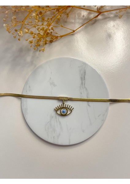 Çelik Lucky Göz Bileklik Gold