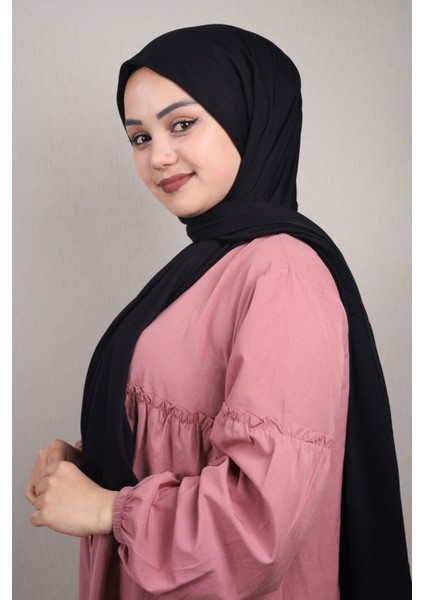 Aslı Düz Renk %100 Viscon Penye Şal - Desen-07 - Siyah -95