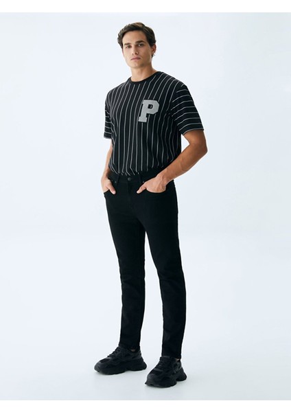 Erkek Sawyer Y Dar Paça Orta Bel Jean Pantolon