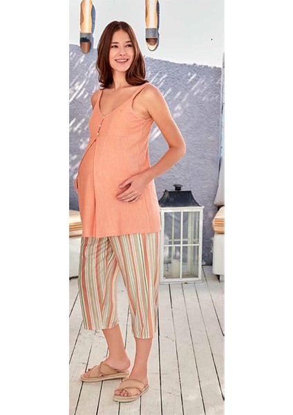 9015 Kadın Hamile Sıfır Kol Pijama Takım