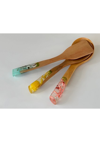 Summer Series 3 Adet El Yapımı Bambu Mutfak Seti Kaşık, Kepçe, Spatula fırsatları