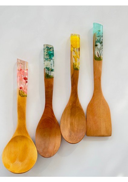 Summer Series 4 Adet El Yapımı Bambu Kaşık Seti 2 Kaşık, Kepçe, Spatula fiyatları