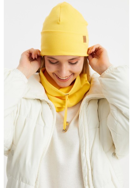 Sarı Kadın Balıkçı Style Pamuklu Kaşkorse Terletmez Ultra Hafif Yumuşak Bere Boyunluk Takım fiyatları