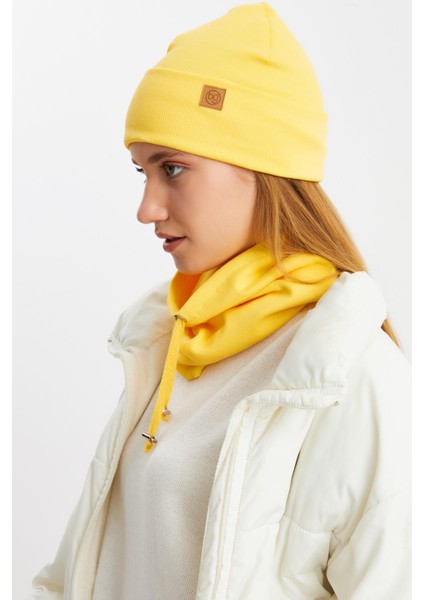 Sarı Kadın Balıkçı Style Pamuklu Kaşkorse Terletmez Ultra Hafif Yumuşak Bere Boyunluk Takım fırsatları