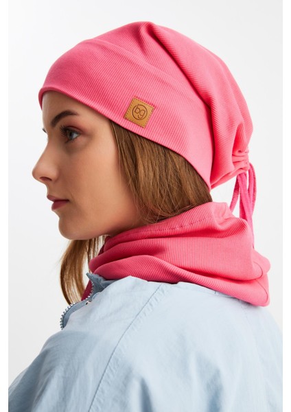 Pembe 3'ü Bir Arada Balıkçı Style Bere +İpli Bere + Boyunluk Hafif Pamuklu Kışlık Set fiyatları