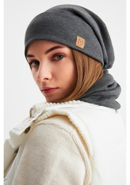 Füme 3'ü Bir Arada Balıkçı Style Bere +İpli Bere + Boyunluk Hafif Pamuklu Kışlık Set