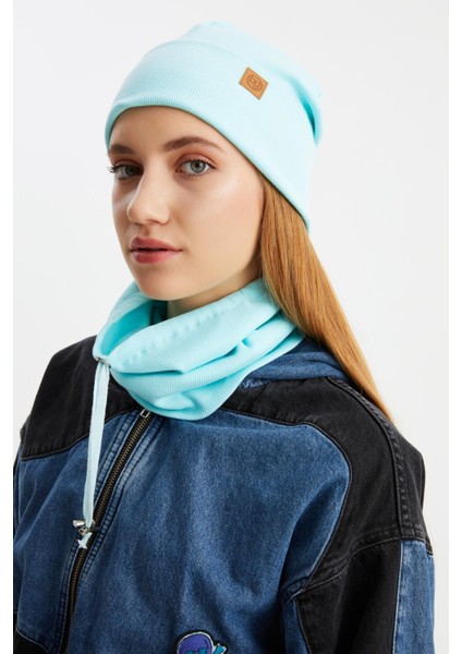 Aqua Kadın Balıkçı Style Pamuklu Kaşkorse Terletmez Ultra Hafif Yumuşak Bere Boyunluk Takım