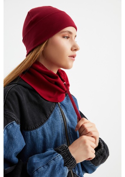 Bordo Kadın Balıkçı Style Pamuklu Kaşkorse Terletmez Ultra Hafif Yumuşak Bere Boyunluk Takım modelleri