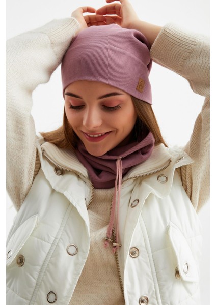 Gül Kurusu Kadın Pamuklu Kaşkorse Terletmez Ultra Hafif ve Yumuşak Bere Boyunluk Takım indirimleri