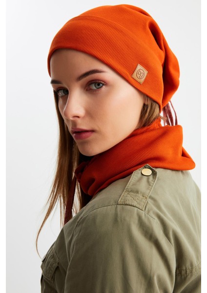 Kiremit Kadın Pamuklu Kaşkorse Terletmez Ultra Hafif ve Yumuşak Bere Boyunluk Takım modelleri