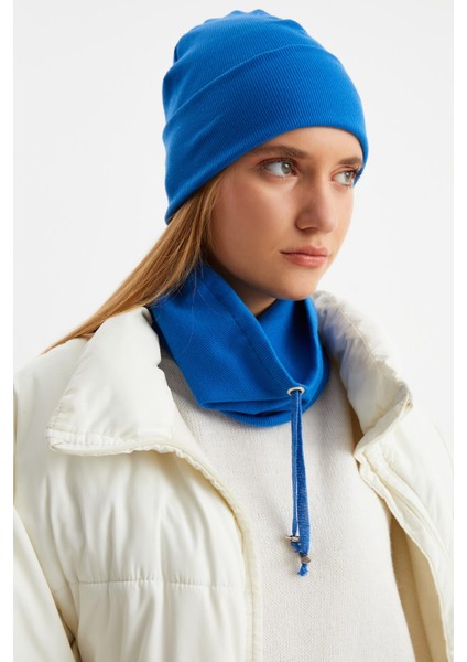 Mavi 3'ü Bir Arada Balıkçı Style Bere +İpli Bere + Boyunluk Hafif Pamuklu Kışlık Set fiyatları