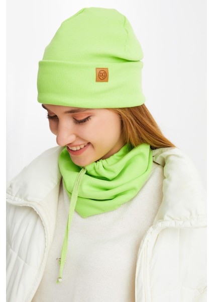 Fıstık Yeşili Kadın Balıkçı Style Pamuklu Kaşkorse Terletmez Ultra Hafif Yumuşak Bere Boyunluk Takım fiyatları