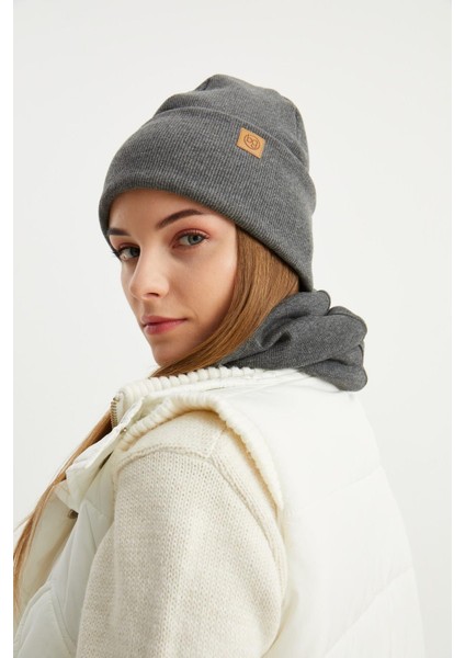 Füme Kadın Balıkçı Style Pamuklu Kaşkorse Terletmez Ultra Hafif Yumuşak Bere Boyunluk Takım fırsatları