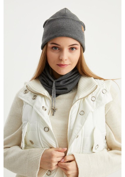 Füme Kadın Balıkçı Style Pamuklu Kaşkorse Terletmez Ultra Hafif Yumuşak Bere Boyunluk Takım indirimleri