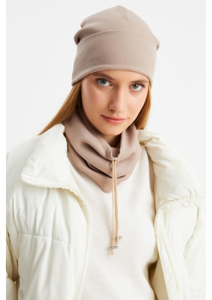 Sütlü Kahve Kadın Balıkçı Style Pamuklu Kaşkorse Terletmez Ultra Hafif Yumuşak Bere Boyunluk Takım fiyatları