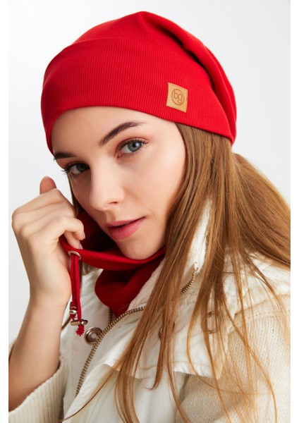 Kırmızı 3'ü Bir Arada Balıkçı Style Bere +İpli Bere + Boyunluk Hafif Pamuklu Kışlık Set fiyatları