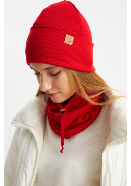 Kırmızı 3'ü Bir Arada Balıkçı Style Bere +İpli Bere + Boyunluk Hafif Pamuklu Kışlık Set indirimleri