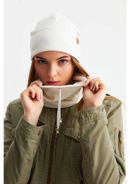 Beyaz 3'ü Bir Arada Balıkçı Style Bere +İpli Bere + Boyunluk Hafif Pamuklu Kışlık Set fırsatları