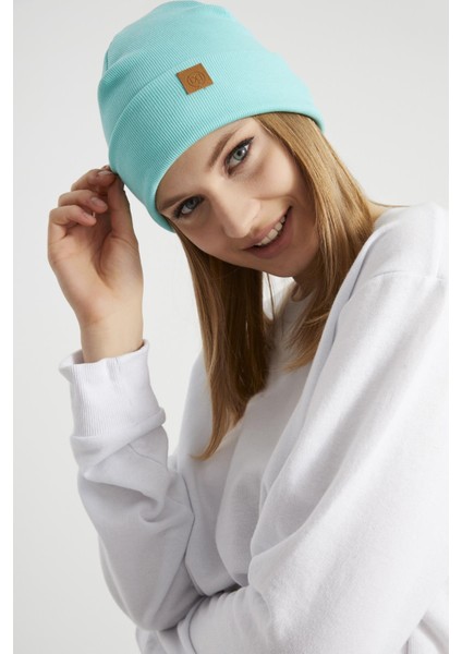 Kadın Genç Kız Aqua Mavi Şapka Bere Spor Rahat Pamuklu El Yapımı Kalitesi