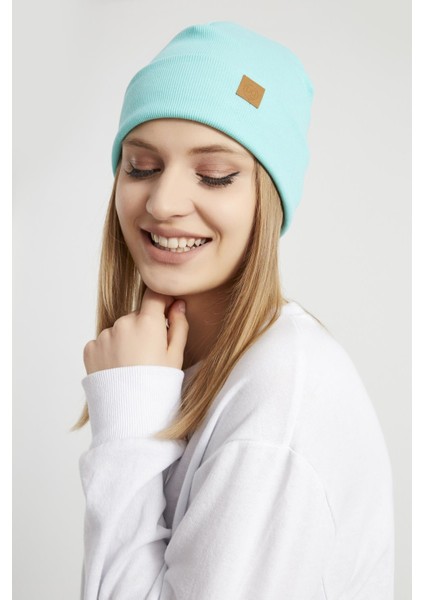 Kadın Genç Kız Aqua Mavi Şapka Bere Spor Rahat Pamuklu El Yapımı Kalitesi indirimleri
