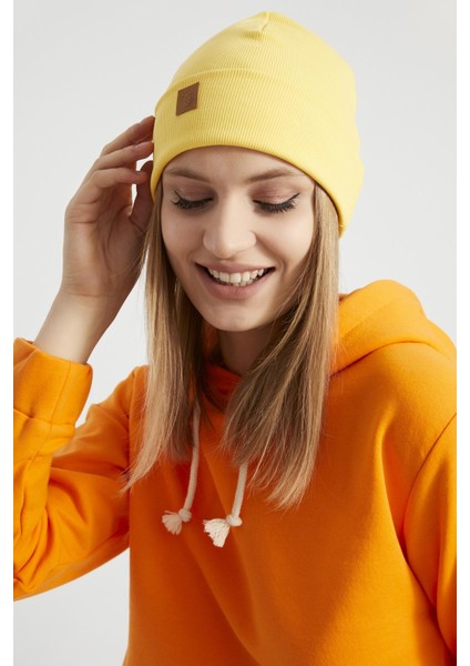 Kadın Genç Kız Trend Sarı Şapka Bere Spor Rahat Pamuklu El Yapımı Kalitesi fırsatları