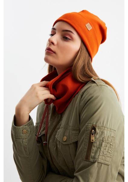 Kiremit Kadın Balıkçı Style Pamuklu Kaşkorse Terletmez Ultra Hafif Yumuşak Bere Boyunluk Takım modelleri