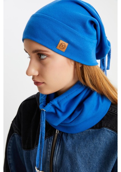 Mavi Kadın Pamuklu Kaşkorse Terletmez Ultra Hafif ve Yumuşak Bere Boyunluk Takım fırsatları