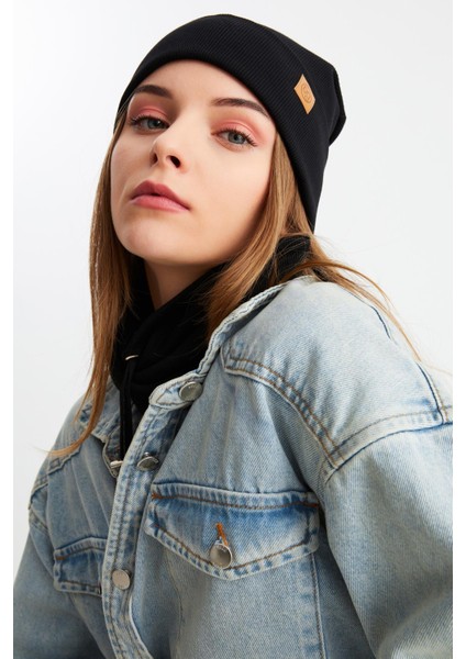 Siyah Kadın Balıkçı Style Pamuklu Kaşkorse Terletmez Ultra Hafif Yumuşak Bere Boyunluk Takım fırsatları