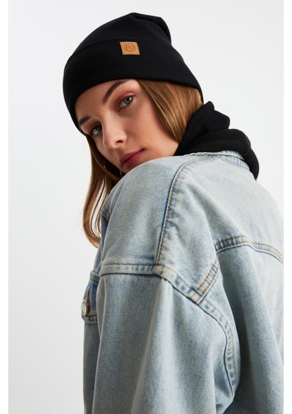 Siyah Kadın Balıkçı Style Pamuklu Kaşkorse Terletmez Ultra Hafif Yumuşak Bere Boyunluk Takım indirimleri