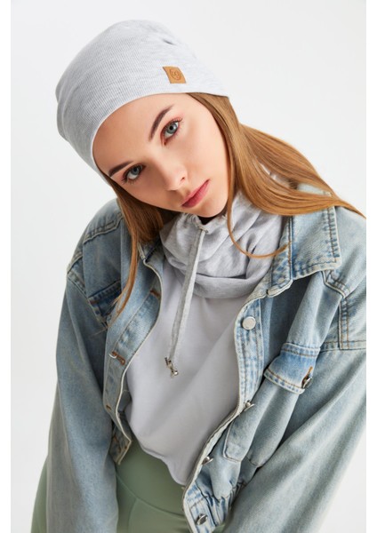 Melanj Kadın Pamuklu Kaşkorse Terletmez Ultra Hafif ve Yumuşak Bere Boyunluk Takım