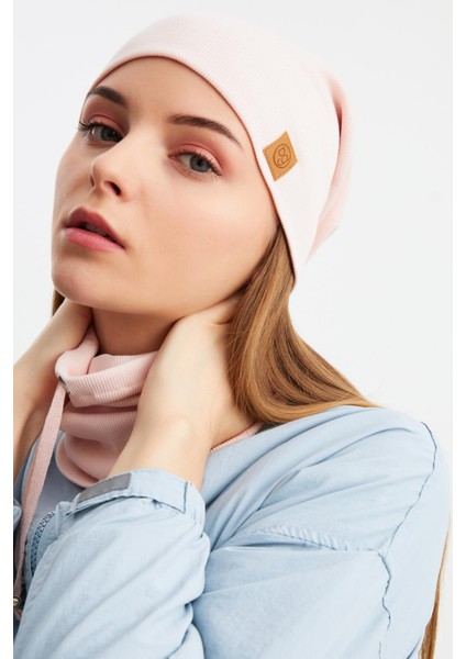 Pudra Kadın Pamuklu Kaşkorse Terletmez Ultra Hafif ve Yumuşak Bere Boyunluk Takım modelleri