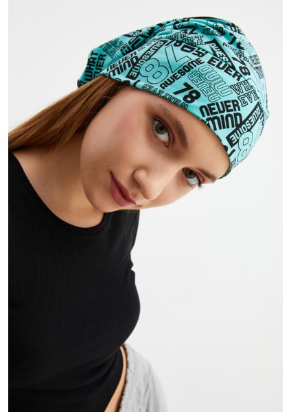 Kadın Turquaz Desenli 4 Mevsim Pamuklu Esnek Ultra Yumuşak Hafif Terletmez İp Penye Şapka indirimleri