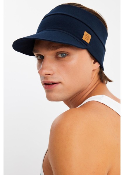 Lacivert Erkek Uv Koruyuculu Pamuklu Penye Tenis Golf Stil Vizör Şapka Siperlik-Terletmez modelleri