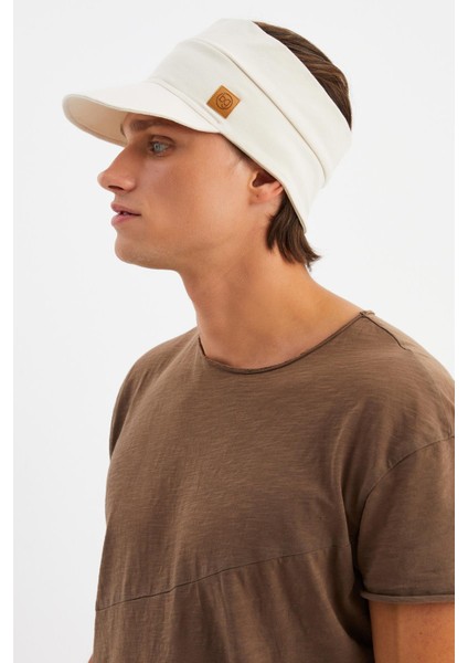 Bej Erkek Uv Koruyuculu Pamuklu Penye Tenis Golf Stil Vizör Şapka Siperlik-Terletmez fırsatları