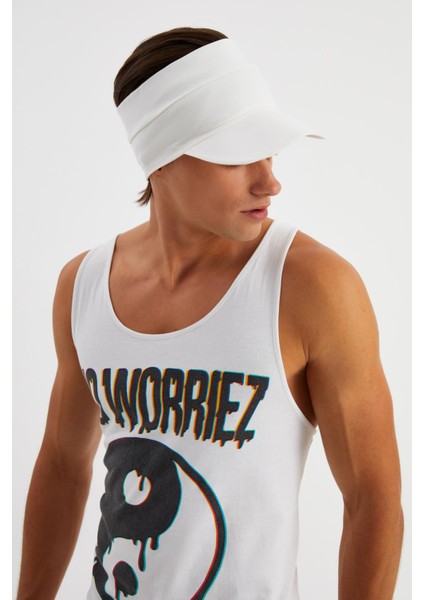 Beyaz Erkek Uv Koruyuculu Pamuklu Penye Tenis Golf Stil Vizör Şapka Siperlik-Terletmez fiyatları