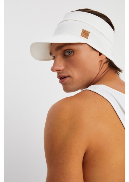 Beyaz Erkek Uv Koruyuculu Pamuklu Penye Tenis Golf Stil Vizör Şapka Siperlik-Terletmez fırsatları