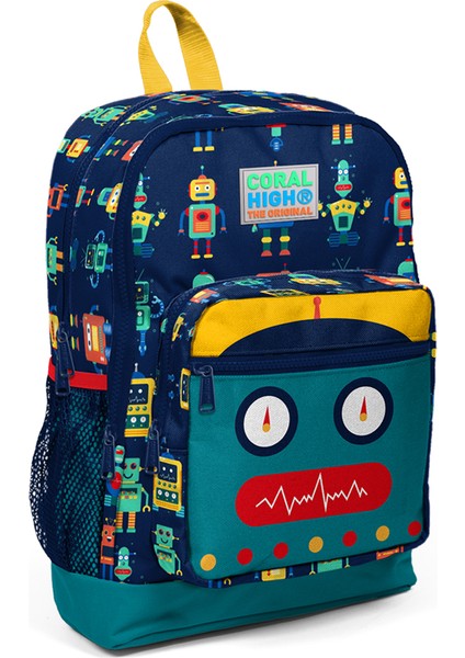 Coral High Kids Lacivert Çivit Robot Desenli 3’Lü Okul Çanta Seti 23472
