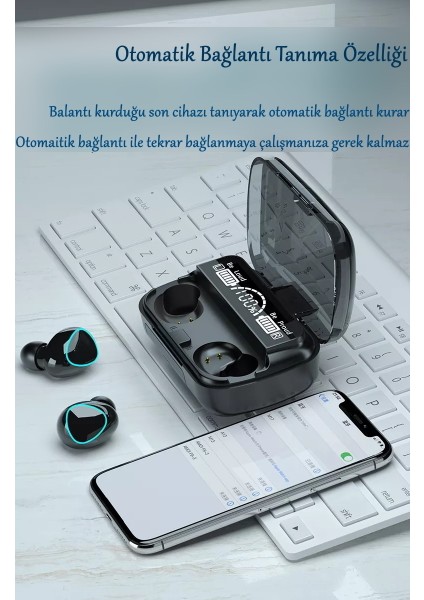 Tt Damix M10 Bluetooth Kablosuz LED Gösterge Panelli Kulak Içi Oyuncu Kulaklığı modelleri