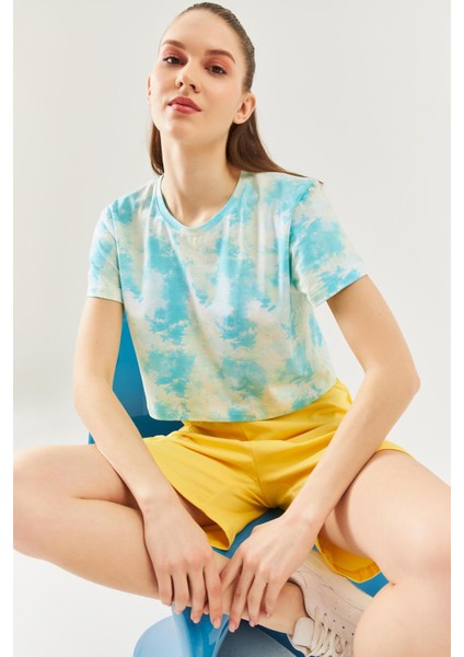 Batik Doğa Oversize Rahat %100 Pamuklu Penye Bisiklet Yaka Kısa Kol Basic Crop T-Shirt