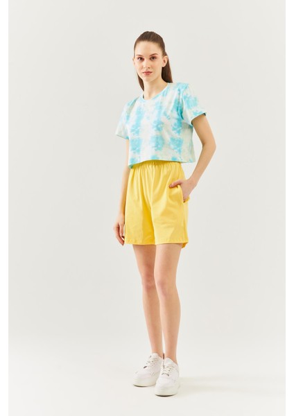 Batik Doğa Oversize Rahat %100 Pamuklu Penye Bisiklet Yaka Kısa Kol Basic Crop T-Shirt